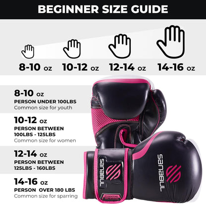 Essential Gel Boxing Gloves - Unisex for Kickboxing, MMA, Muay Thai, Heavy Bag Training & Sparring