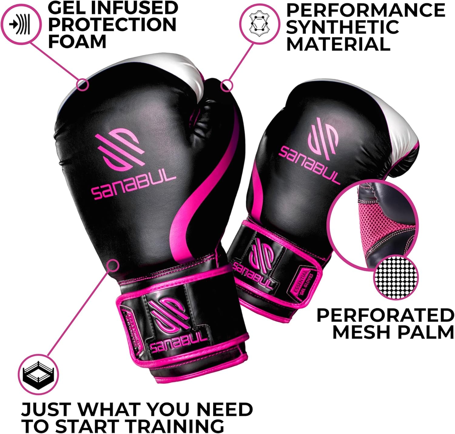 Essential Gel Boxing Gloves - Unisex for Kickboxing, MMA, Muay Thai, Heavy Bag Training & Sparring